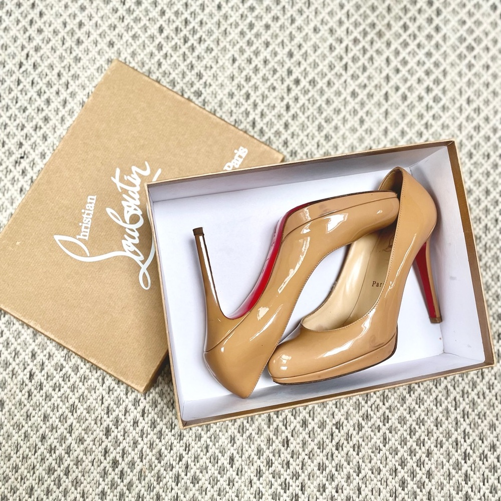 CHRISTIAN LOUBOUTIN New Simple Nude 120 Patent Pump 38